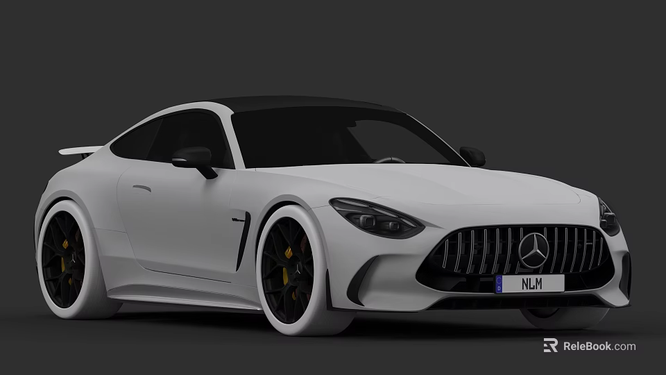White Mercedes Sports Car With Modern Sleek Exterior Black Roof And Alloy Wheels 3d model 