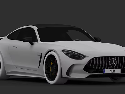 White Mercedes Sports Car With Modern Sleek Exterior Black Roof And Alloy Wheels 3d model