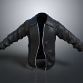Black Leather Jacket Classic Style With Front Zipper For Casual Wear