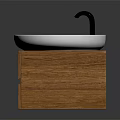 Modern Bathroom Sink Vanity With White Oval Basin Black Faucet And Wooden Countertop