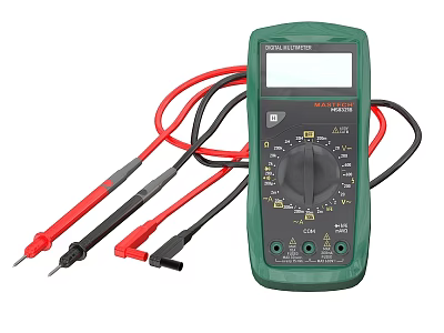 Digital Multimeter Industrial Measuring Equipment with LCD Display Rotary Dial and Test Leads 3d model