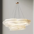 Elegant Modern Layered Fabric Chandelier Featuring Double Curved Shades and Soft Lighting