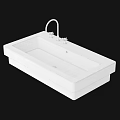 Modern White Rectangular Washbasin With Chrome Faucet And Dual Handles