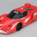 Red FXX Sports Car With Aerodynamic Design Rear Spoiler Red White Body Black Wheels