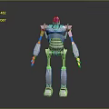 Metallic Silver Robot With Glowing Green Eyes Standing In Upright Pose On Dark Backdrop