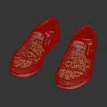 Slip On Sneakers With Colorful Printed Design White Soles Blue Trim And Red Inner Lining