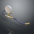 Flexible Purple Hose with Pressure Gauge and Brass Fittings for Industrial Applications