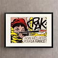 Black Framed Abstract Painting With Geometric Shapes Abstract Face And Bold Lines