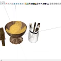 Household Items Collection Including Brass Bowl Transparent Pen Holder And Storage Box