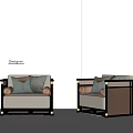 New Chinese Style Single Sofa Casual Sofa 3d model