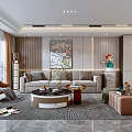 Modern Living Room Interior Design With Sofa Coffee Table Area Rug Accent Chair And Decorative Painting