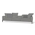 Gray Three Seater Sofa With Pillows And Black Legs Modern Design 3d model