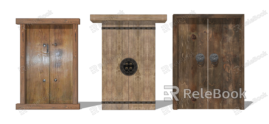 New Chinese Style Door Courtyard Door Panel Old Wooden Plank model