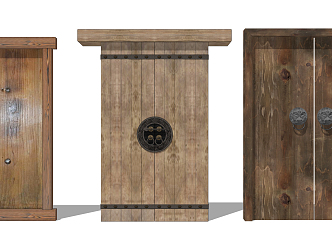 New Chinese Style Door Courtyard Door Panel Old Wooden Plank 3d model