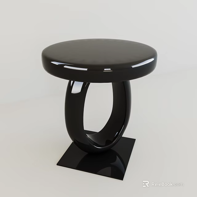 Black Modern Side Table With Round Top And Ring Shaped Base 3d model