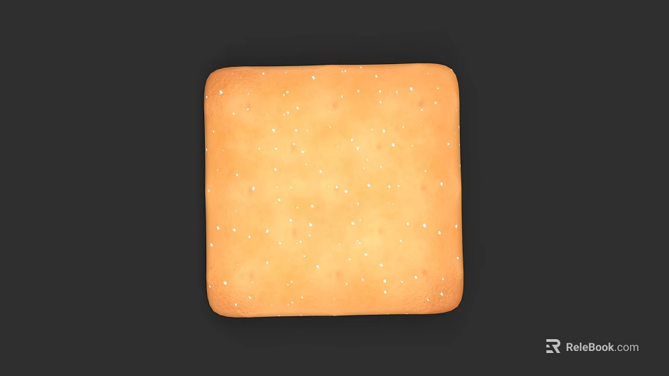 Appetizing Square Brown Biscuit With White Sesame Seeds As Tasty Snack 3d model 
