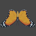Flying Butterfly With Orange Wings Black Edges And White Spots On Brown Background