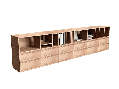 Modern Wooden TV Stand With Drawers Open Shelves And Storage Space 3d model
