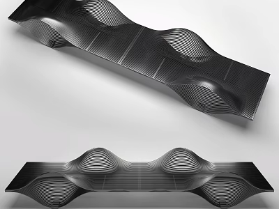 Black Modern Outdoor Chair with Wavy Design and Striped Texture in Sleek Style 3d model