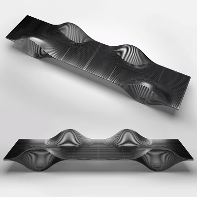 Black Modern Outdoor Chair with Wavy Design and Striped Texture in Sleek Style 3d model