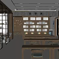 New Chinese-style Library Bookcase Tea Table and Chair Combination Sofa Coffee Table Combination Water Bar 3d model
