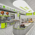 Lime Green Modern Dessert Shop Interior With Pastry Display Counter And Brunch Cafe