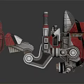Sci-Fi Mechanical Structure Design With Red Silver Components And Intricate Industrial Parts 3d model