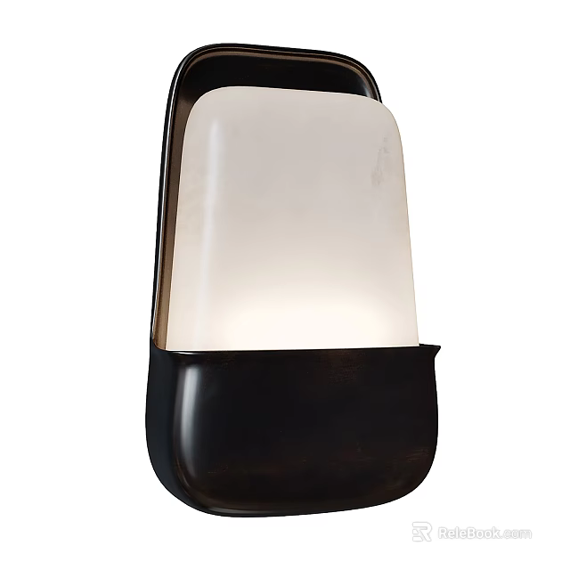 Modern Minimalist Wall Lamp With Black Frame And White Lampshade For Indoor Lighting 3d model 