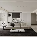 Modern Living Dining Room Interior With Open Concept Sofa Coffee Table And Floor Lamp