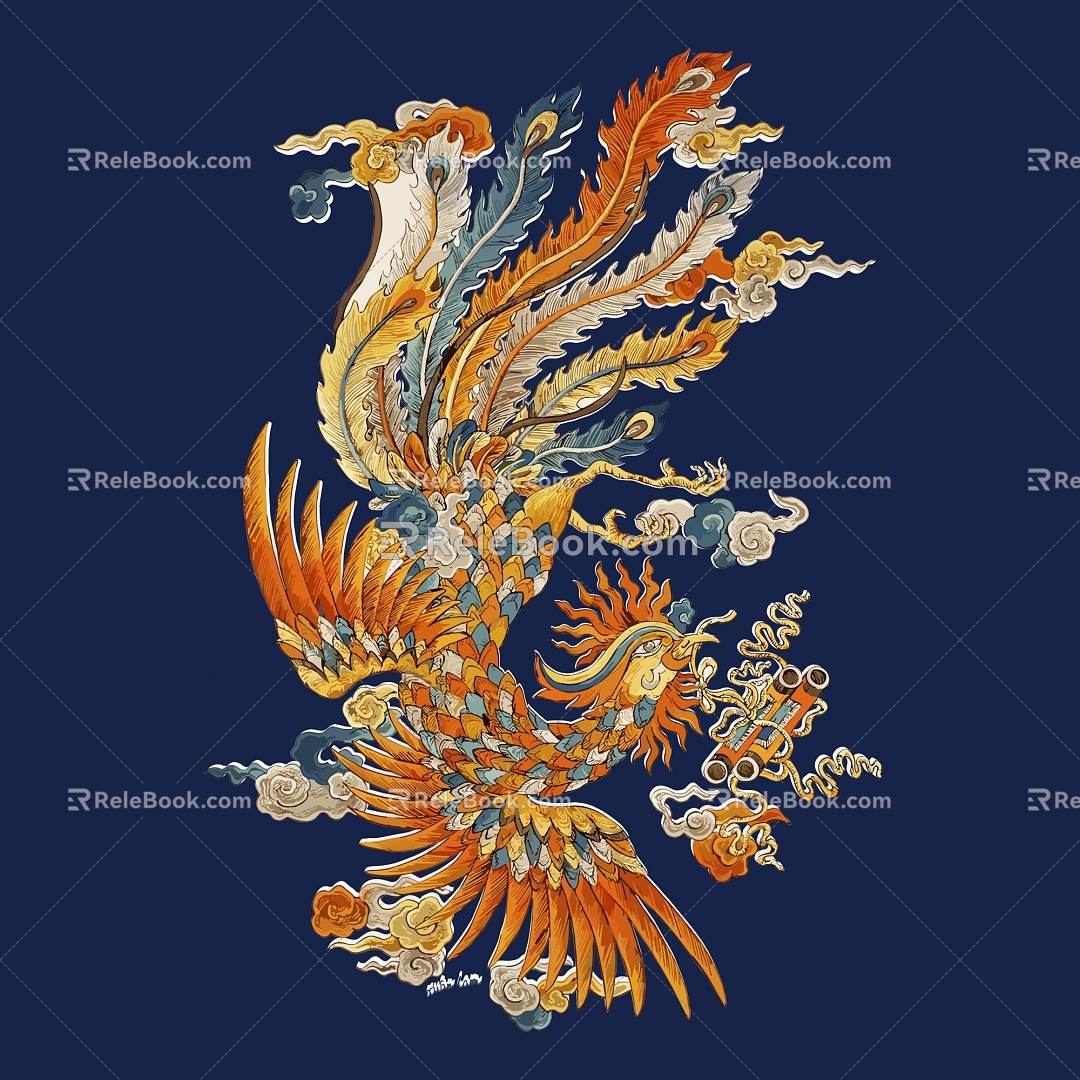 New Chinese Carved Phoenix Phoenix Bird King of Birds Phoenix Dance Nine Days Luan Feng Xuan Bird Dragon Phoenix 3d model