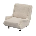 Comfortable Beige Single Sofa With Upholstered Fabric Armrests And Black Legs