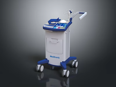 Mindray Professional Medical Cart With Blue White Design Control Panel And Wheels 3d model