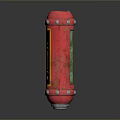 Scenic Outdoor View Featuring Red Fire Hydrant With Green Glass Rust And Shiny Reflection