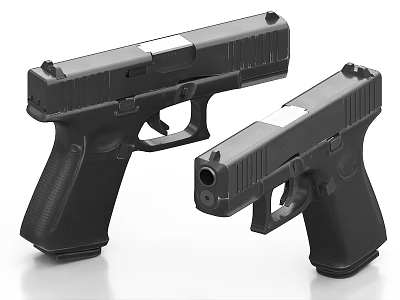 Modern Black Handguns With Sleek Body And Ergonomic Grip Design 3d model