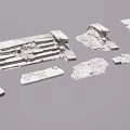 Ancient Weathered Stone Ruins With Broken Steps And Fragmented Structures 3d model