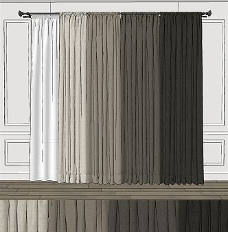 Modern Curtain Fabric Curtain Window Screen 3d model