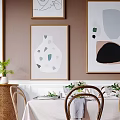 Nordic Dining Table and Chair Combination Simple 3d model