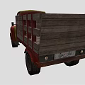 Vintage Red And Green Truck With Wooden Cargo Bed And Mr Meat Sign