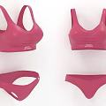 Sporty Pink Bikini Set With Simple Design Top And Bottom Pieces