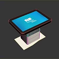Modern Interactive Info Desk Terminal With Blue Touchscreen And White Base 3d model