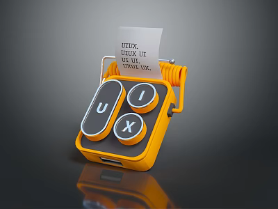Orange Computer Accessory With Two Buttons Labeled U X And UTIX Text Paper Output 3d model