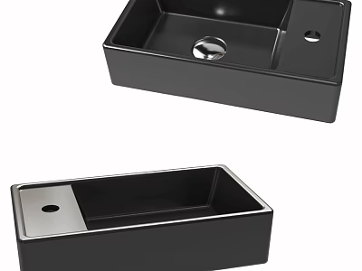 Black Double Bowl Kitchen Sink With Smooth Surface And Drain Holes Design 3d model