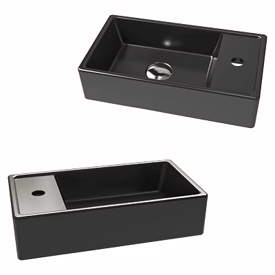 Black Double Bowl Kitchen Sink With Smooth Surface And Drain Holes Design 3d model