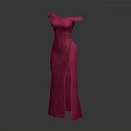 Elegant Red Off The Shoulder Long Dress With High Slit Design