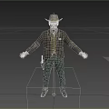 Man In Cowboy Hat And Western Outfit With Gun Holster And Open Arms