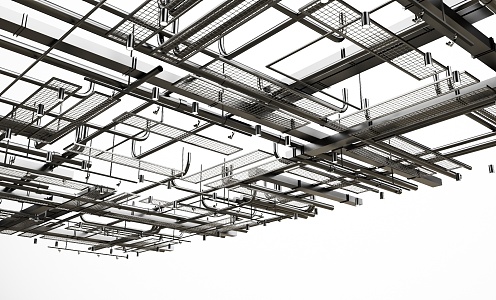 Industrial LOFT Pipe Ceiling Pipe Bare Top Air Conditioning Fire Pipe 3d model