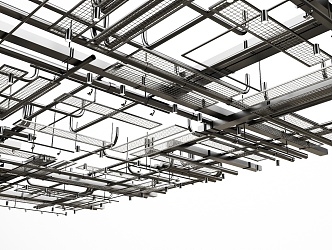 Industrial LOFT Pipe Ceiling Pipe Bare Top Air Conditioning Fire Pipe 3d model