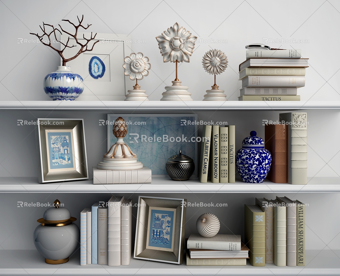 Decorations Photo Frame Porcelain Ornament Book 3d model