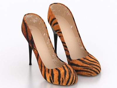 Tiger Leather High Heels Women's Shoes Tiger Leather Shoes 3d model