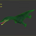 Detailed Blue Aquatic Dinosaur Model With Open Mouth Streamlined Body Textured Skin